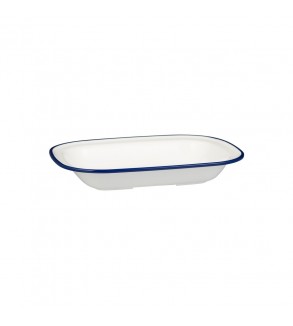 Evoke 270 x 200 x 40mm / 900ml Rectangular Platter Wide Rim White with Blue Rim Ryner Melamine (12)