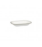 Evoke 200 x 145 x 40mm / 400ml Rectangular Platter Wide Rim White with Grey Rim Ryner Melamine (12)