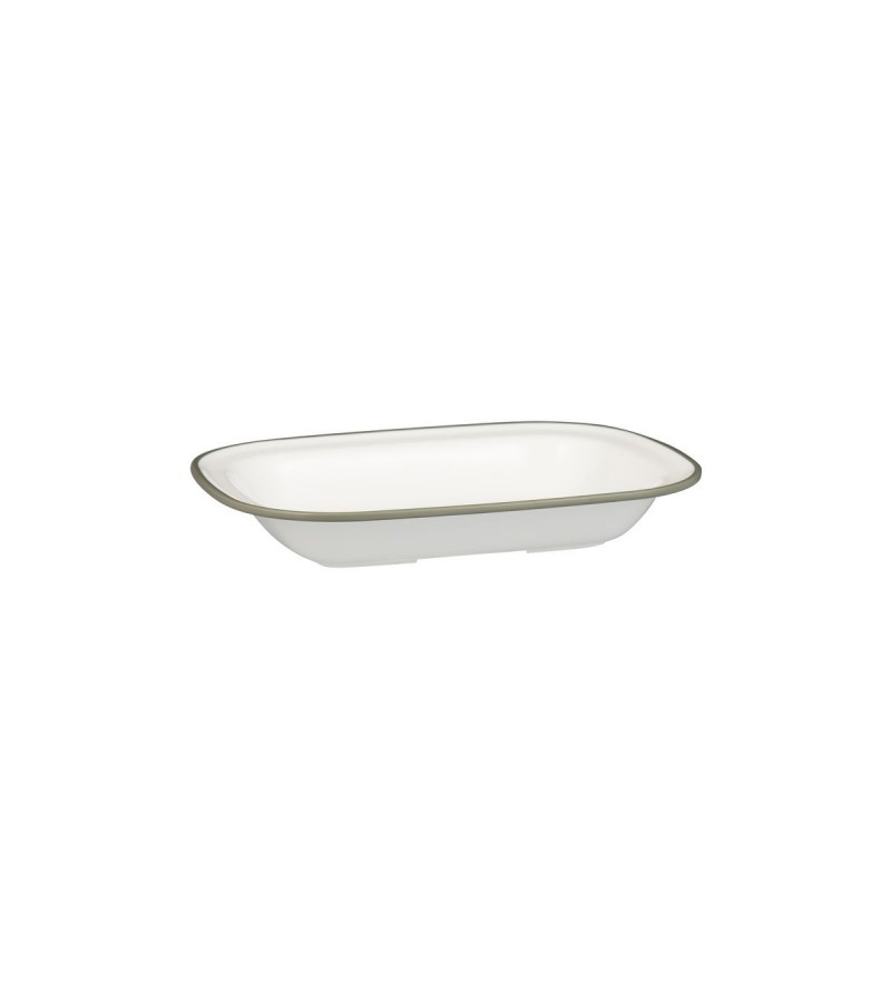 Evoke 230 x 175 x 40mm / 580ml Rectangular Platter Wide Rim White with Grey Rim Ryner Melamine (12)