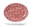 Churchill 365x290mm Oval Plate Wide Rim Vintage Prints Cranberry Victorian CalicoVintage Prints